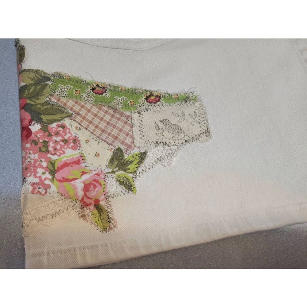 Cottage Core reworked upcycled repurposed patchwork denim jean skirt size 14 - Picture 12 of 12